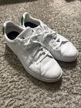Cole Haan Men’s Grand Crosscourt 2.0 White Leather Sneakers with Green Heel Tab